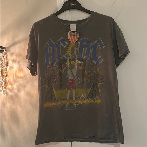 MadeWorn Tops - MadeWorn AC/DC Graphic Tee Gray/Black size small glitter effects